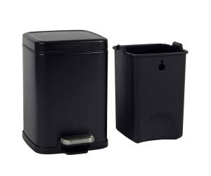 Bidone Pico con pedale e vaschetta 6 lt nero satinato - 30098 - 2