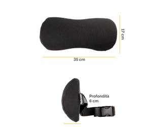 Cuscino Lombare Breyta 17 x 35 x 6 cm in tessuto nero - 30118 - 1