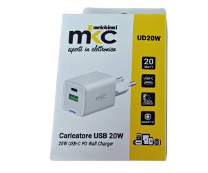 Caricabatteria rapido 2 porte USB C e USB A da 20W - 30120 - 2