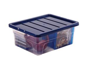 Contenitore multiuso 32 x 40 x 17 cm 15 lt PP con coperchio blu trasparente - 30473 - 1