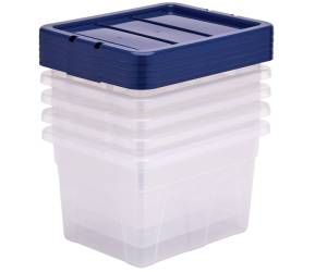 Contenitore multiuso 37 x 40 x 24,5 cm 22 lt PP con coperchio blu trasparente - 30474 - 3