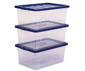 Contenitore multiuso 37 x 56 x 25 cm 38 lt PP con coperchio blu trasparente - 30475 - 2