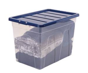 Contenitore multiuso 38 x 56 x 41 cm 64 lt PP con coperchio blu trasparente - 30476 - 1