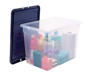 Contenitore multiuso 38 x 56 x 41 cm 64 lt PP con coperchio blu trasparente - 30476 - 2