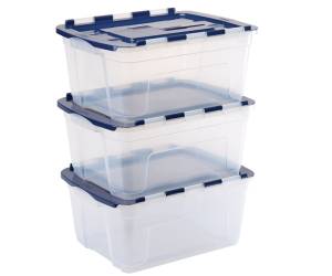 Contenitore multiuso 43 x 59 x 28 cm 45 lt PP con coperchio a cerniera blu trasparente - 30477 - 2