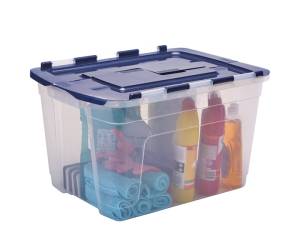 Contenitore multiuso 43 x 59 x 35 cm 55 lt PP con coperchio a cerniera blu trasparente - 30478 - 1