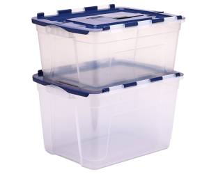 Contenitore multiuso 43 x 59 x 35 cm 55 lt PP con coperchio a cerniera blu trasparente - 30478 - 3