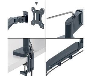 Braccio salvaspazio per 1 monitor grigio scuro - 30488 - 2