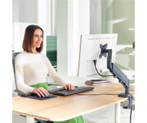 Braccio salvaspazio per 1 monitor grigio scuro - 30488 - 3