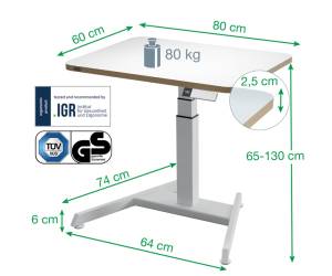 Scrivania Compatta Elettrica Sit Stand fissa 80 x 60 x 65,130 cm bianco - 1029 - 4