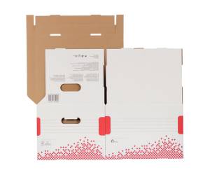Scatola container Speedbox Small 25,2 x 35,5 cm dorso 19,3 cm bianco e rosso - 12240 - 2