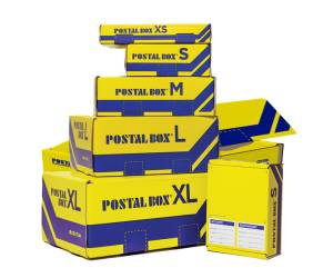 Scatola spedizioni Postal Box S 26 x 19 x 10 cm giallo blu - 18486 - 1