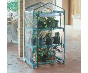 Serra Azalea 3 ripiani 70 x 50 x 125 cm acciaio verniciato PVC verde trasparente - 5389 - 2