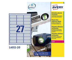 Etichette adesive L6011 in poliestere laser permanenti 63,5 x 29,6 mm 8 fogli - 6324