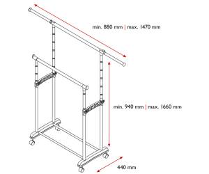 Appendiabiti su ruote Gastone 2 barre - 23782 - 2