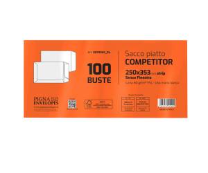 Busta a sacco Competitor FSC strip adesivo 25 x 35,3 cm 80 gr bianco - 6395 - 1