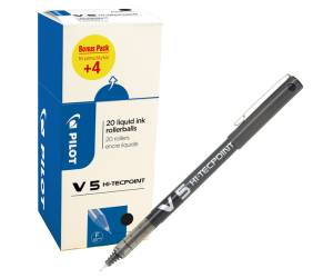 Roller Hi Tecpoint V5 - con cappuccio - punta 0,5 mm - nero - conf. 16+4 pezzi - Pilot - 000019 - 3131910516507 - DMwebShop