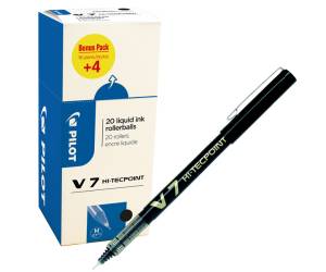 Roller - con cappuccio - Hi Tecpoint V7 - punta 0,7 mm - nero - conf. 16+4 pezzi - Pilot - 000021 - 3131910516538 - DMwebShop