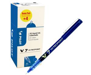 Roller - con cappuccio - Hi Tecpoint V7 - punta 0,7 mm - blu - conf. 16+4 pezzi - Pilot - 000022 - 3131910516545 - DMwebShop