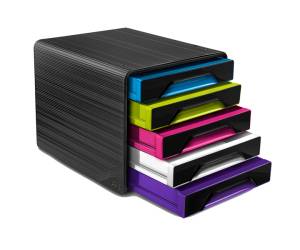 Cassettiera Smoove 36 x 28,8 x 27 cm 5 cassetti standard nero multicolore - 16334
