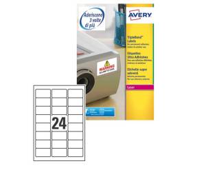 Etichette adesive extra strong L6141 in poliestere laser permanenti 20 fogli 63,5 x 33,9 mm bianco - 1819