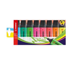 Evidenziatore Boss Original punta a scalpello tratto 2,5 mm colori assortiti busta 8 pezzi - 11585