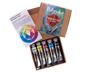 Colori vinilici Polycolor Primary Set 20 ml set 5 pezzi colori primari nero bianco inclusi - 18315