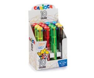 Display 12 penne a sfera automatica 10 colori colori fluo assortiti - 18309