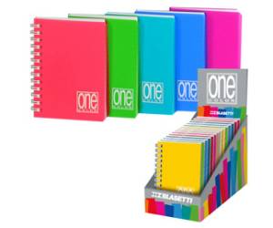 Miniquaderno One Color A6 forato 1 rigo 80 fogli 80 gr spiralato expo 14 pezzi - 2668