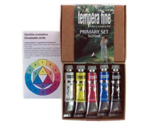 Tempera fine Primary Set 20 ml colori primari nero bianco inclusi set 5 pezzi - 18317