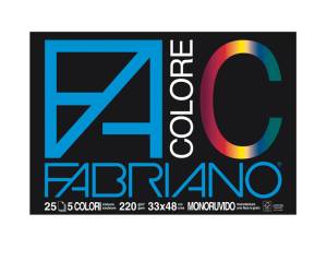 Blocco FaColore - 33 x 48 cm - 25 fogli - 220 gr - 5 colori - Fabriano - 65251533 - 8001348161448 - DMwebShop