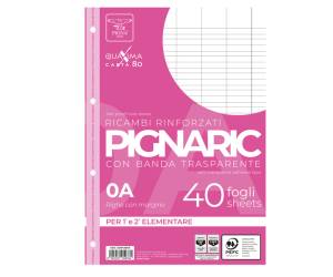 Ricambi forati rinforzati - A4 - rigo di 1a - 40 fogli - 80 gr - Pigna - 02194590A - 8005235059764 - DMwebShop