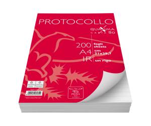 Foglio - protocollo - Quaxima - A4 - 1 rigo - 80 gr - conf. 200 pezzi - Pigna - 02156211R - 8005235079342 - DMwebShop