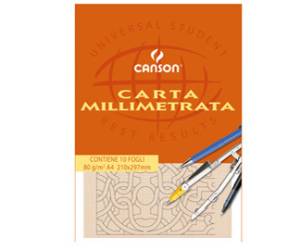 Blocco carta opaca millimetrata - 210 x 297 mm - 10 fogli - 80 gr - conf. 25 pezzi - Canson - C200005812 - 3148950058126 - DMwebShop