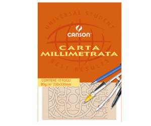 Blocco carta opaca millimetrata - 230 x 330 mm - 10 fogli - 80 gr - conf. 25 pezzi - Canson - C200005813 - 3148950058133 - DMwebShop