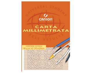 Blocco carta opaca millimetrata - 297 x 420 mm - 10 fogli - 80 gr - conf. 10 pezzi - Canson - C200005824 - 3148950058249 - DMwebShop