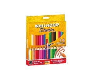 Matite colorate Studio diametro mina 2 - 8 mm colori assortiti Koh I Noor astuccio 24 pezzi - 4696