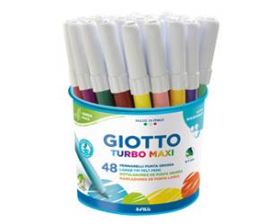 Pennarelli Turbomaxi punta diametro 5 mm colori assortiti barattolo 48 pezzi - 6602