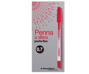 Penna a sfera - con cappuccio - punta fine 0,7 mm - rosso - conf. 50 pezzi - Starline - STL1106. - 8025133030573 - DMwebShop