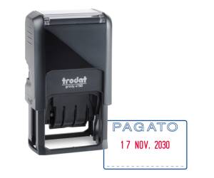 Timbro Printy 4750/L autoinchiostrante - DATA + PAGATO - 41 x 24 mm - 4 mm - bicolore - Trodat - 141062 - 9010035410621 - DMwebShop