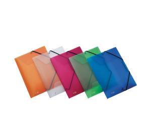 Cartella 3 lembi con elastico angolare Lumina 22 x 30 cm dorso variabile PP colori assortiti - 1832