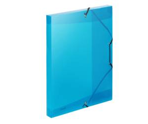 Cartella 3 lembi con elastico angolare Lumina 24 x 32 cm dorso 2,5 cm PP blu - 1745