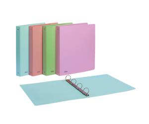 Raccoglitore Pastel 22 x 30 cm 4 anelli tondi 30 mm PP colori assortiti - 4950