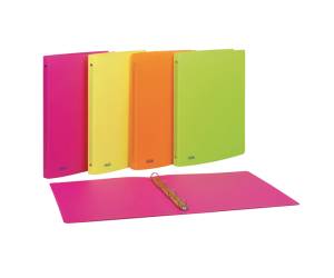 Raccoglitore neon 4 anelli tondi 15 mm 22 x 30 cm PP colori assortiti - 6722