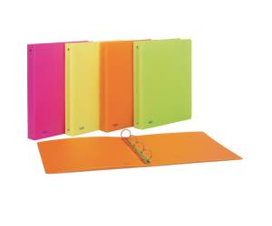 Raccoglitore neon 4 anelli tondi 30 mm 22 x 30 cm PP colori assortiti - 6459