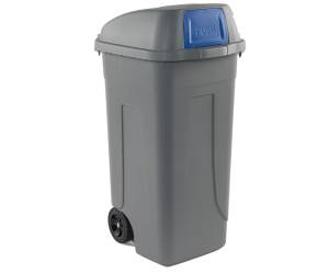 Bidone mobile Push - con coperchio - 49 x 54 x 95 cm - 100 lt - grigio-blu - Mobil Plastic - 100P/GRC-BLB - 8004331001042 - DMwebShop