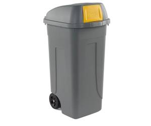 Bidone mobile Push con coperchio 49 x 54 x 95 cm 100 lt grigio giallo - 22237