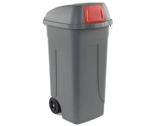 Bidone mobile Push con coperchio 49 x 54 x 95 cm 100 lt grigio rosso - 22236
