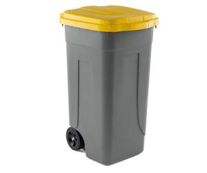 Bidone mobile con chiusura a clip 49 x 54 x 85 cm 100 lt grigio giallo - 22245