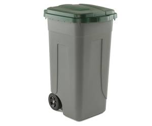 Bidone mobile con chiusura a clip 49 x 54 x 85 cm 100 lt grigio verde - 22243